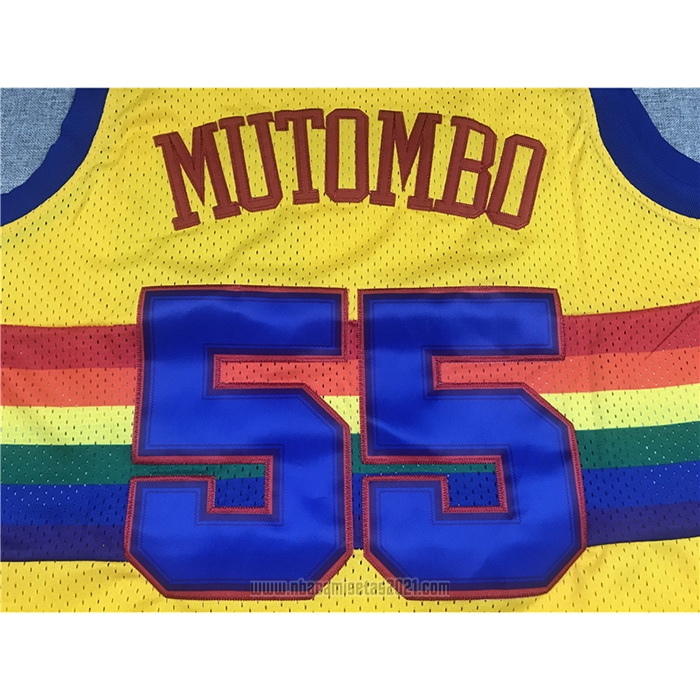 Camiseta Denver Nuggets Dikembe Mutombo #55 Mitchell & Ness 1991-92 Amarillo